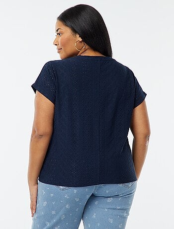 T-shirt en maille ajourée manches courtes