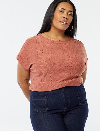 T-shirt en maille ajourée manches courtes