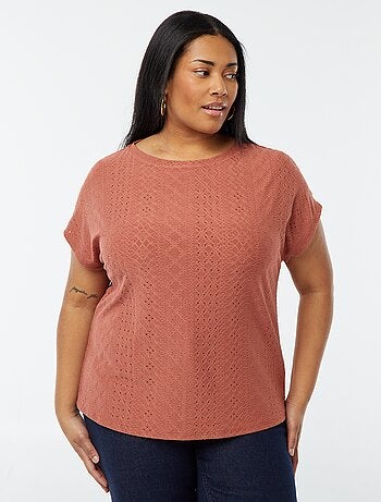 T-shirt en maille ajourée manches courtes