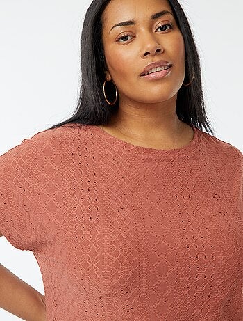 T-shirt en maille ajourée manches courtes