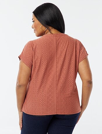 T-shirt en maille ajourée manches courtes