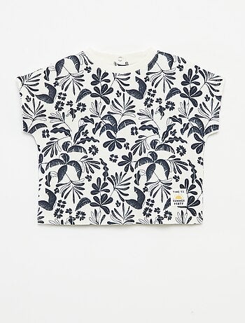 T-shirt en maille gaufrée avec imprimé