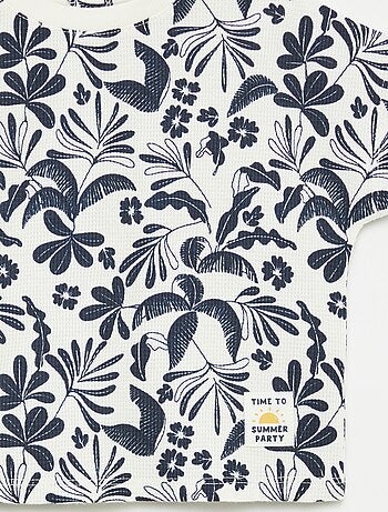T-shirt en maille gaufrée avec imprimé