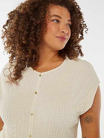 T-shirt en maille gaufrée sans manches