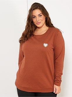 T-shirt en maille plumetis cœur brodé - Kiabi