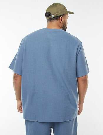 T-shirt en maille texturée et col V