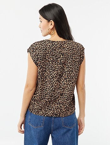 T-shirt en matière fantaisie avec manches chauve-souris