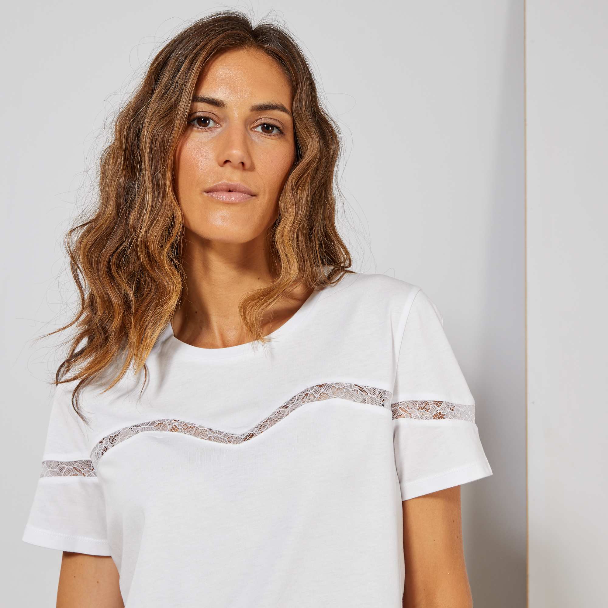 tee shirt dentelle blanc femme