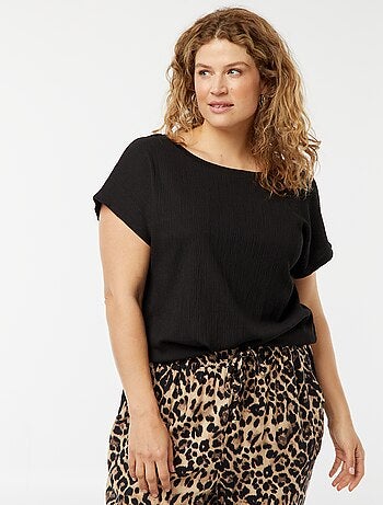 T-shirt fluide en maille gaufrée