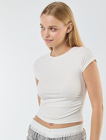 T-shirt froncé uni