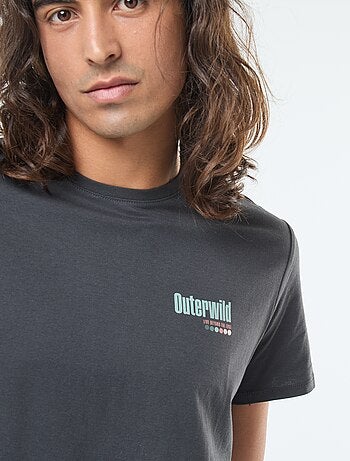 T-shirt imprimé à manches courtes et col rond