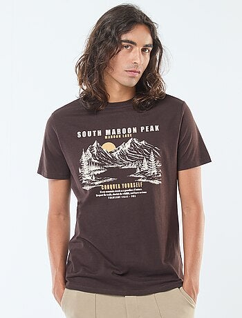 T-shirt imprimé à manches courtes et col rond