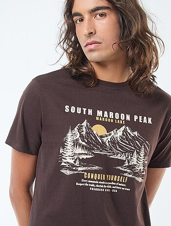 T-shirt imprimé à manches courtes et col rond
