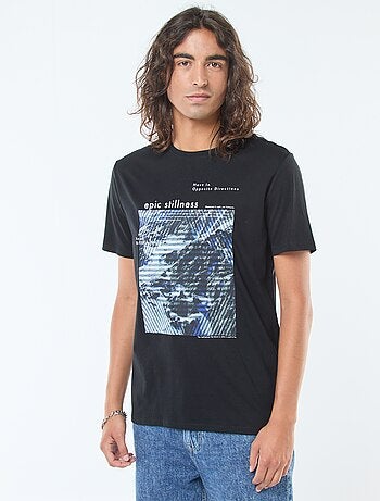 T-shirt imprimé à manches courtes et col rond