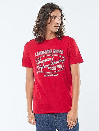 T-shirt imprimé à manches courtes et col rond