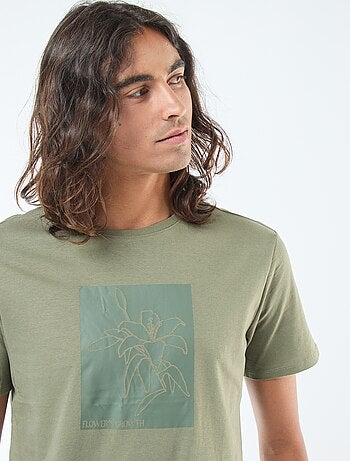 T-shirt imprimé à manches courtes et col rond
