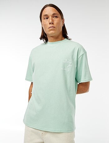 T-shirt imprimé avec broderie poitrine et imprimé au dos