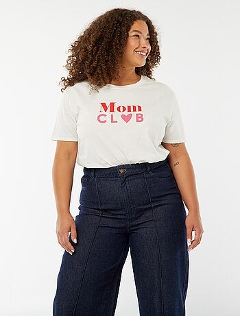 T-shirt imprimé 'fête des mères' manches courtes