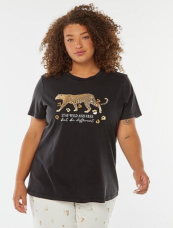 T-shirt imprimé 'jaguar' manches courtes