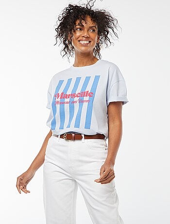 T-shirt imprimé 'Marseille' à manches courtes