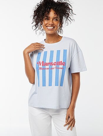 T-shirt imprimé 'Marseille' à manches courtes