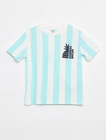 T-shirt imprimé 'summer' manches courtes à rayures