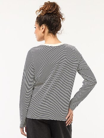 T-shirt 'JDY' à manches longues à rayures + broderie 'cœur'