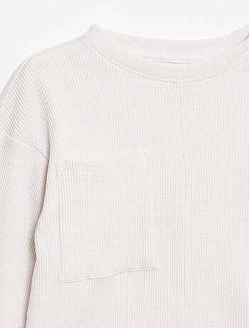T-shirt loose gaufré en coton uni