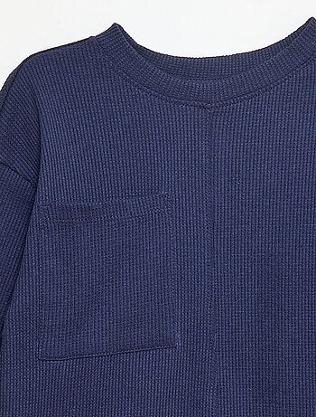 T-shirt loose gaufré en coton uni