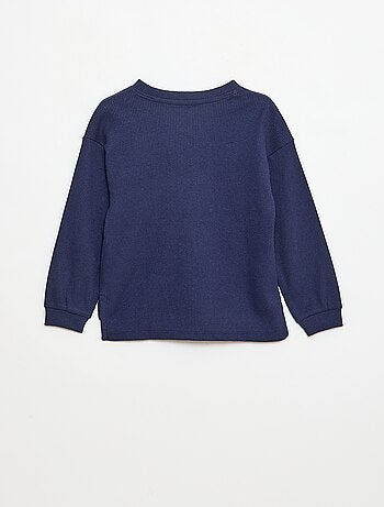 T-shirt loose gaufré en coton uni