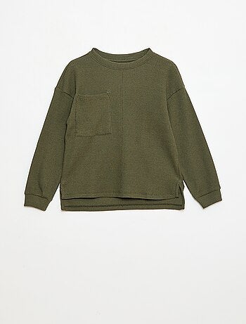 T-shirt loose gaufré en coton uni