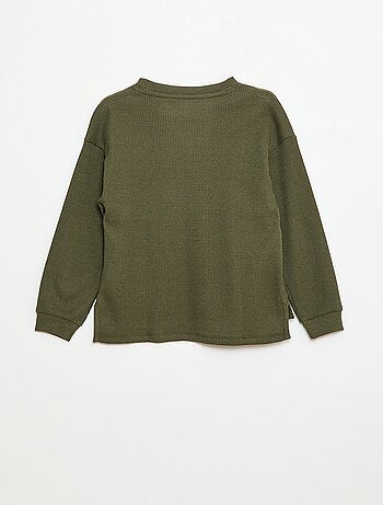 T-shirt loose gaufré en coton uni