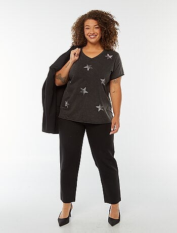 T-shirt manches courtes avec étoiles à strass