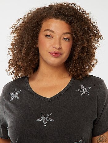 T-shirt manches courtes avec étoiles à strass