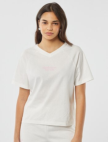 T-shirt manches courtes avec large imprimé au dos 'New York'