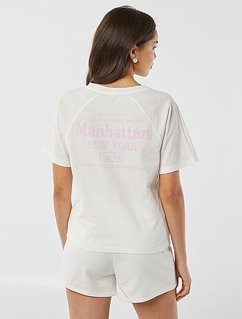 T-shirt manches courtes avec large imprimé au dos 'New York'