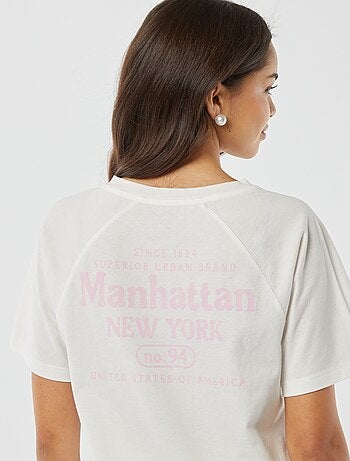 T-shirt manches courtes avec large imprimé au dos 'New York'