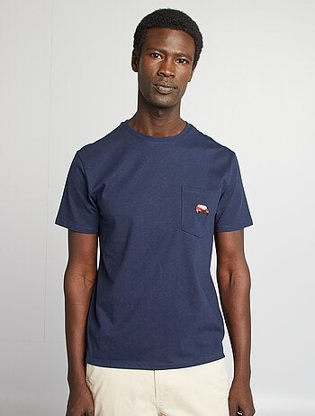 T-shirt manches courtes avec poche poitrine et broderie