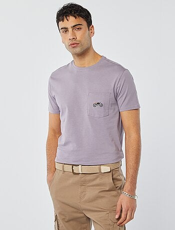 T-shirt manches courtes avec poche poitrine et broderie