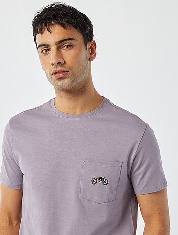 T-shirt manches courtes avec poche poitrine et broderie