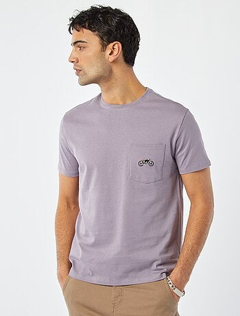 T-shirt manches courtes avec poche poitrine et broderie