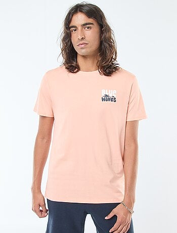 T-shirt manches courtes imprimé recto-verso 'Surf'