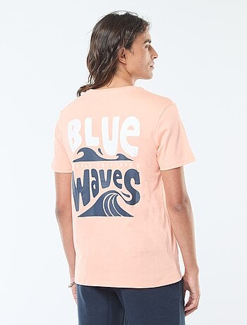 T-shirt manches courtes imprimé recto-verso 'Surf'