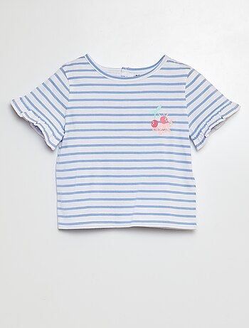 T-shirt manches courtes volantées à imprimé
