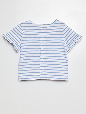 T-shirt manches courtes volantées à imprimé