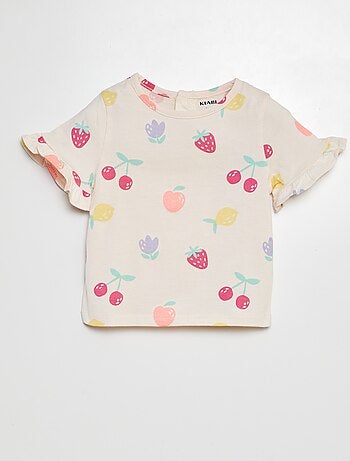 T-shirt manches courtes volantées à imprimé