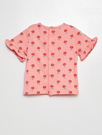 T-shirt manches courtes volantées à imprimé