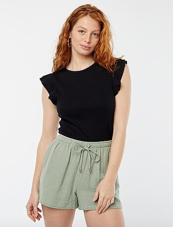 T-shirt manches courtes volantées