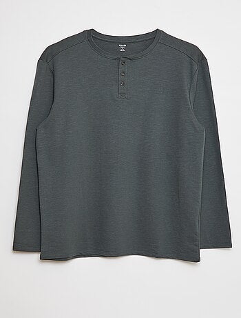 T-shirt manches longues avec col tunisien