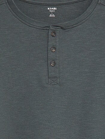 T-shirt manches longues avec col tunisien